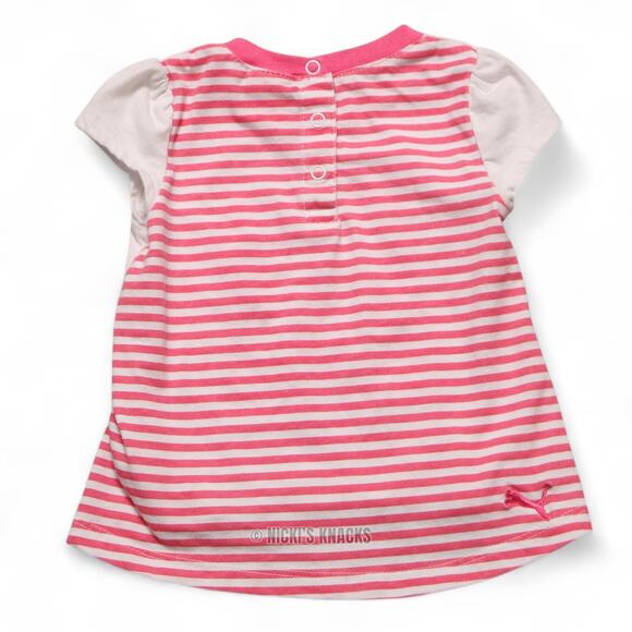 4/$20 - Puma Baby Girls White & Pink Striped Logo T-Shirt Size 12 Months - Picture 4 of 7